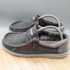 Hey Dude Shoes Mens 9 Wally Flow Jet Black Casual Comfort Lightweight Flaw